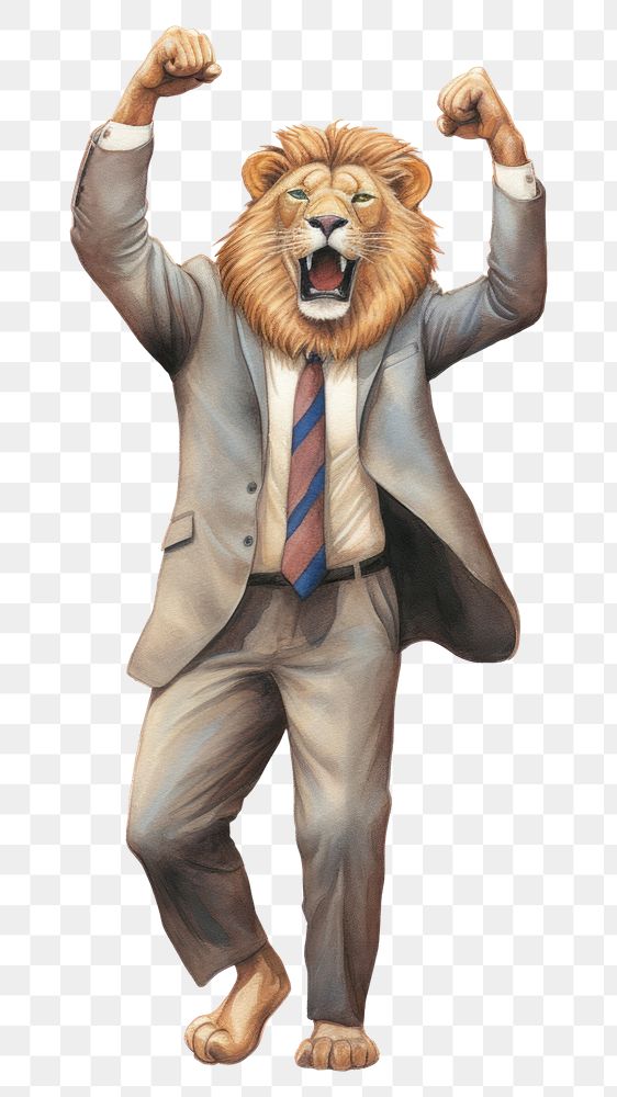 PNG Lion business man mammal animal adult. AI generated Image by rawpixel.