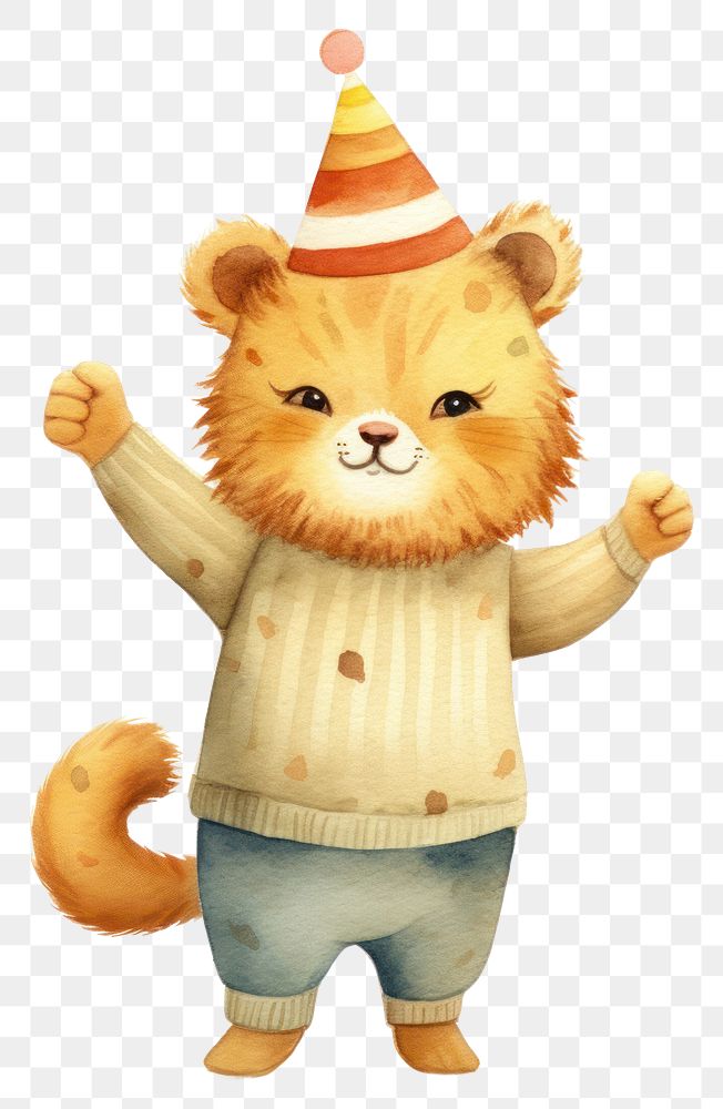 PNG Cute lion character wear sweater cartoon toy hat. AI generated Image by rawpixel.