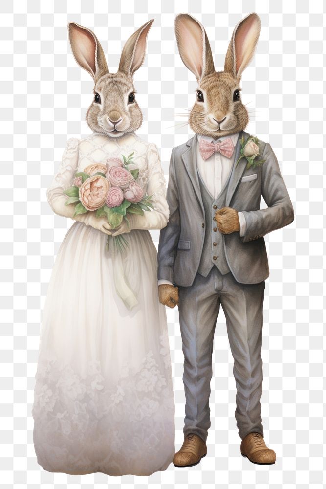 PNG Rabbits wedding animal mammal adult. AI generated Image by rawpixel.