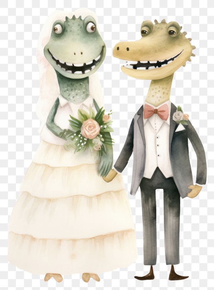 PNG Cute crocodile wedding cartoon animal bride. AI generated Image by rawpixel.
