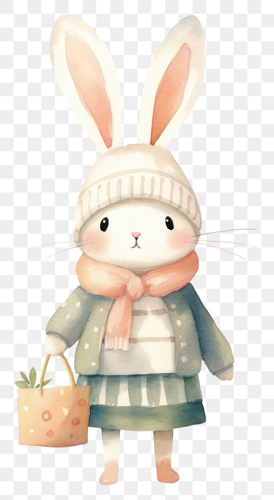 PNG Cute rabbit cartoon animal white background. AI generated Image by rawpixel.