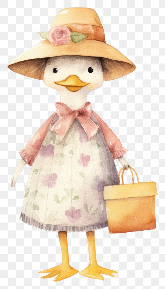 Premium Vector  Cute toy lalafanfan duck in a hat with a bag and