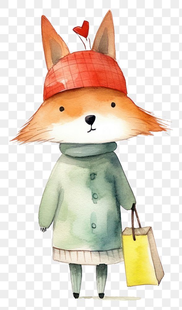 PNG Cute fox walking cartoon nature. 