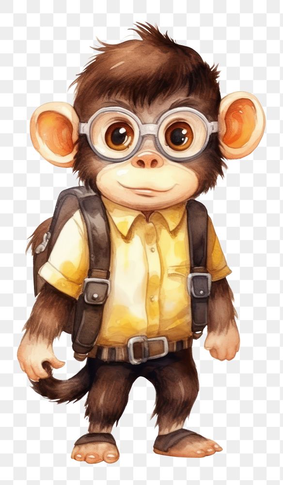 PNG Monkey wearing school uniform animal portrait mammal. AI generated Image by rawpixel.