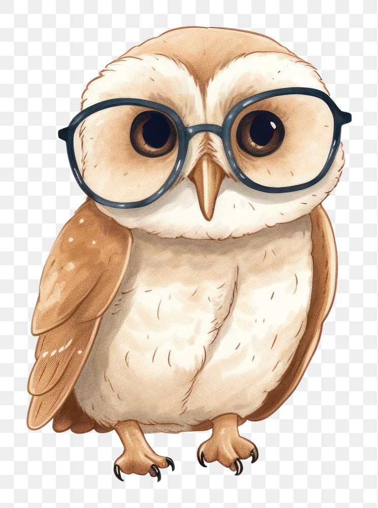 PNG  Common barn owl glasses animal bird. AI generated Image by rawpixel.