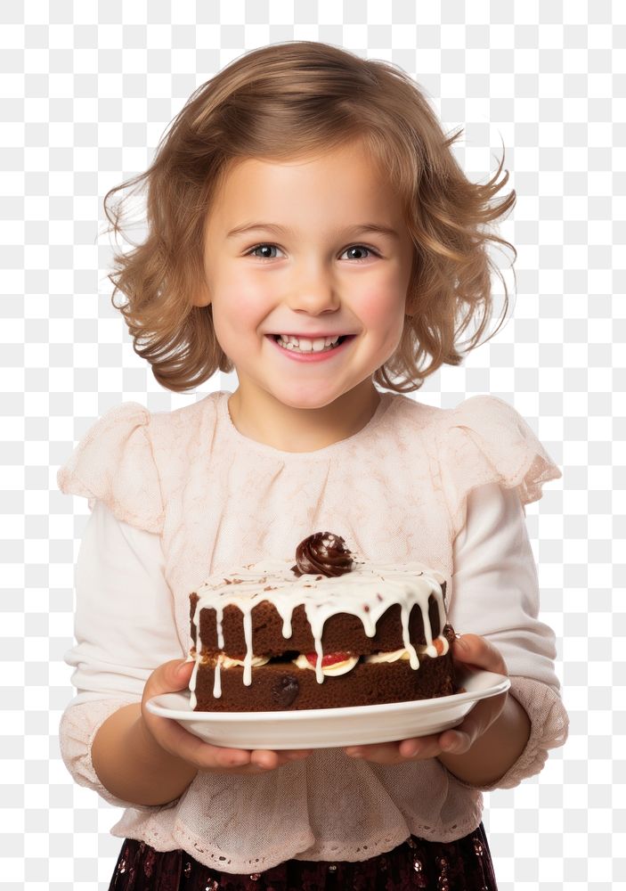 PNG Child holding cake portrait dessert smiling. AI generated Image by rawpixel.