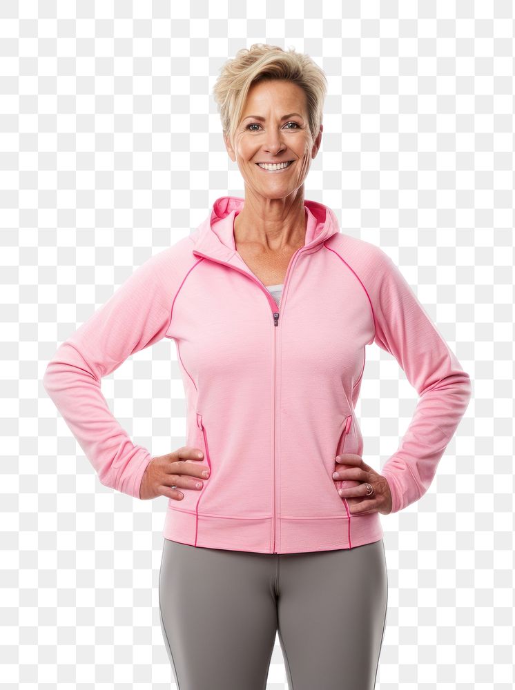 PNG Woman wearing exercise clothes sweatshirt sweater sleeve. AI generated Image by rawpixel.
