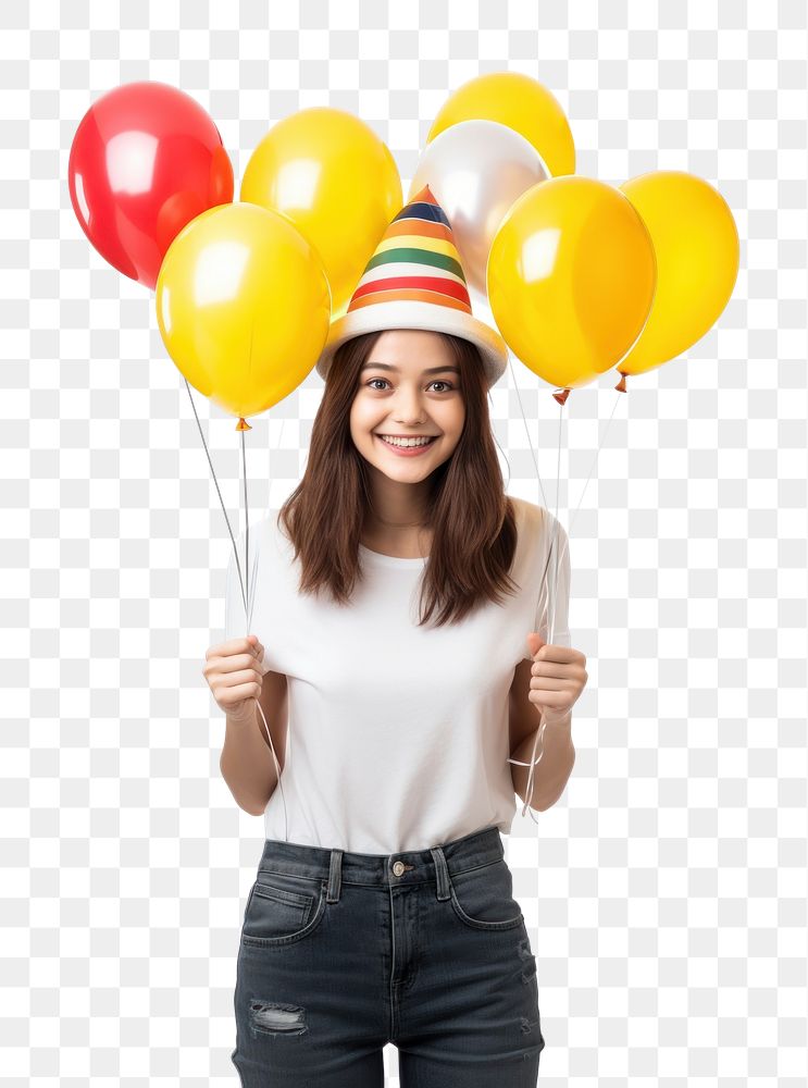PNG Girl balloon smiling holding. AI generated Image by rawpixel.