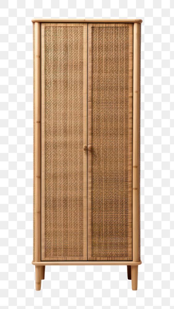 PNG  Rattan tall cabinet furniture cupboard wardrobe. AI generated Image by rawpixel.