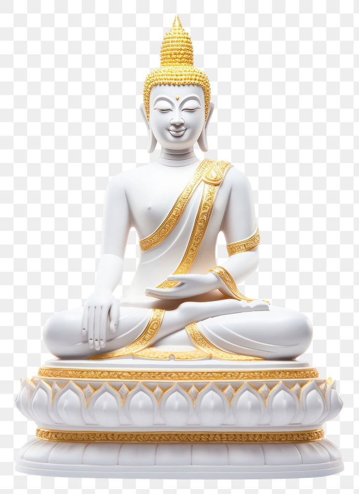 PNG  White Buddha statue buddha white background representation. AI generated Image by rawpixel.