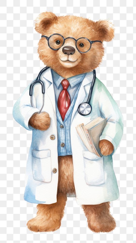 PNG Bear doctor toy white background representation. AI generated Image by rawpixel.