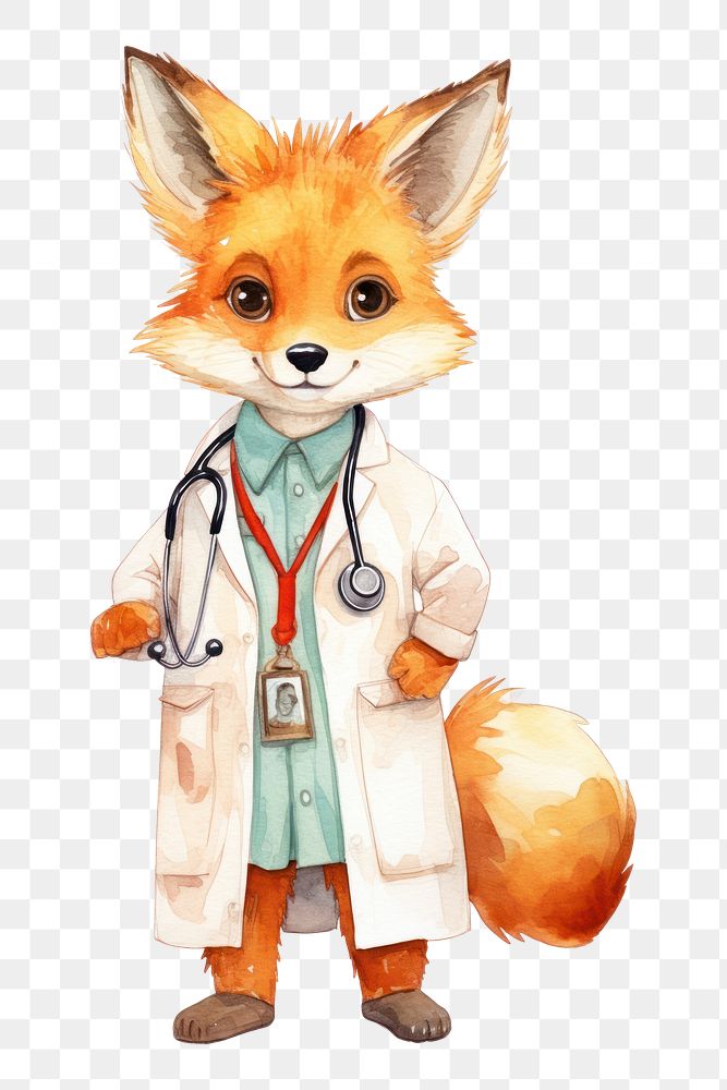 PNG Orange fox doctor white background veterinarian. 