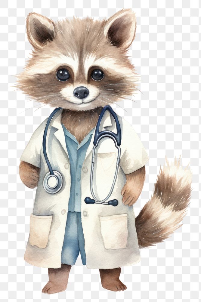 PNG Raccoon veterinarian doctor cute. 