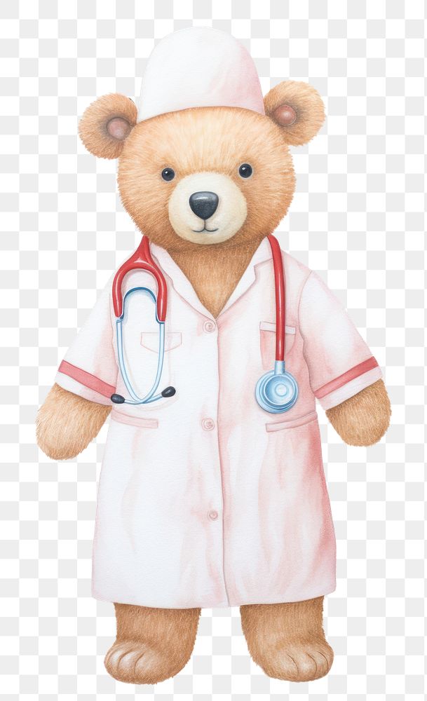 PNG  Nurse bear toy white background. AI generated Image by rawpixel.