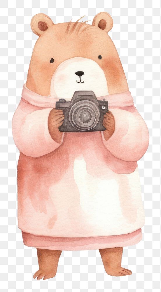 PNG Capybara photographer cartoon camera. AI generated Image by rawpixel.