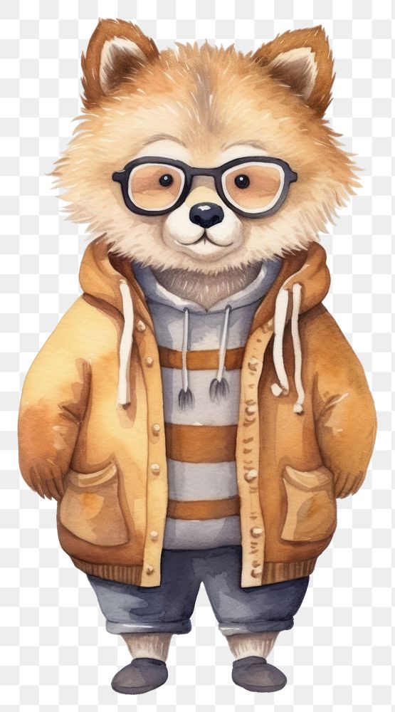 PNG Wolf teacher glasses cartoon jacket. AI generated Image by rawpixel.