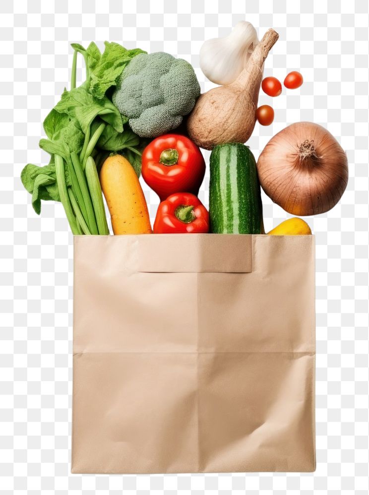PNG Paper bag vegetable groceries plant. AI generated Image by rawpixel.