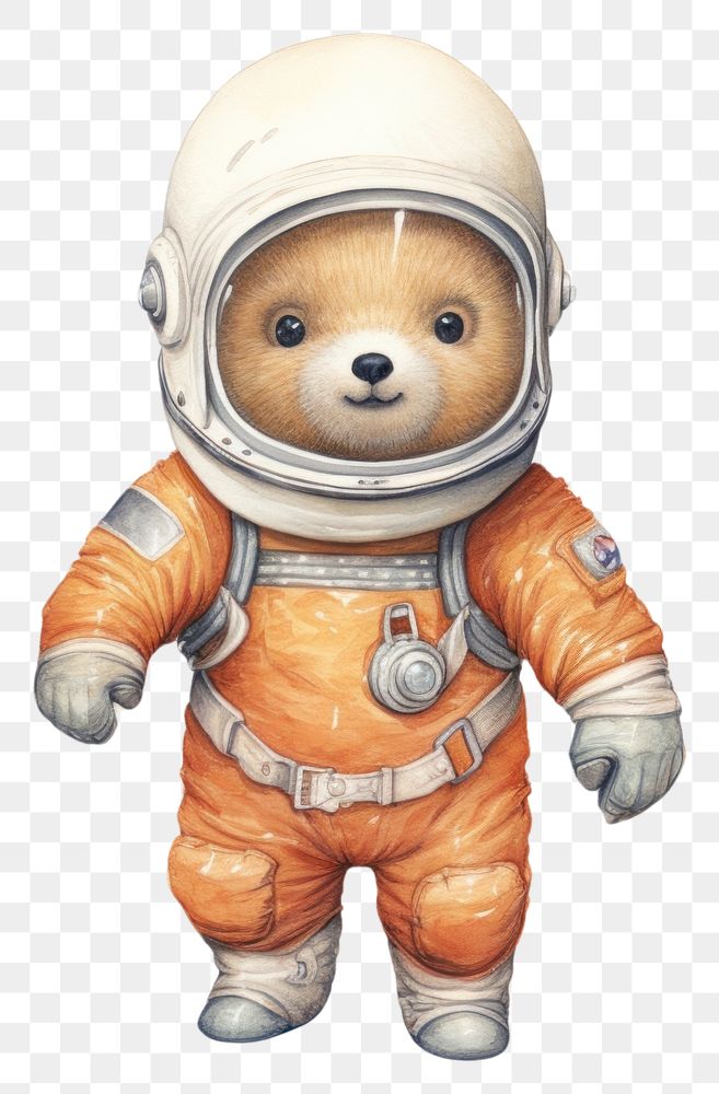 PNG  Bear wearing space helmet cute toy. AI generated Image by rawpixel.