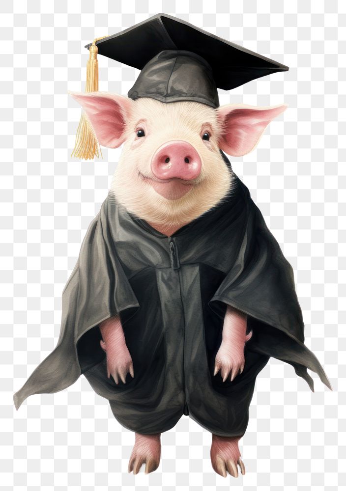 PNG Pig wearing a graduation gown pig animal mammal. AI generated Image by rawpixel.