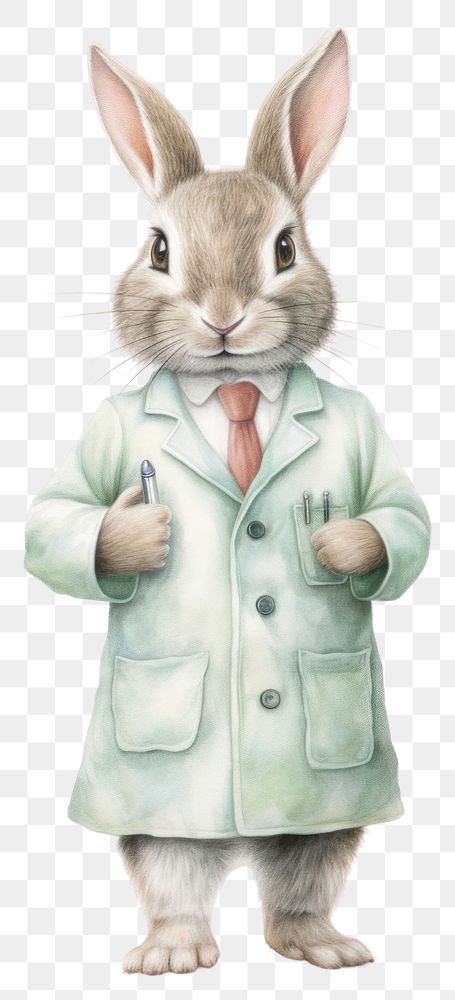 PNG  Rabbit doctor drawing animal mammal. AI generated Image by rawpixel.