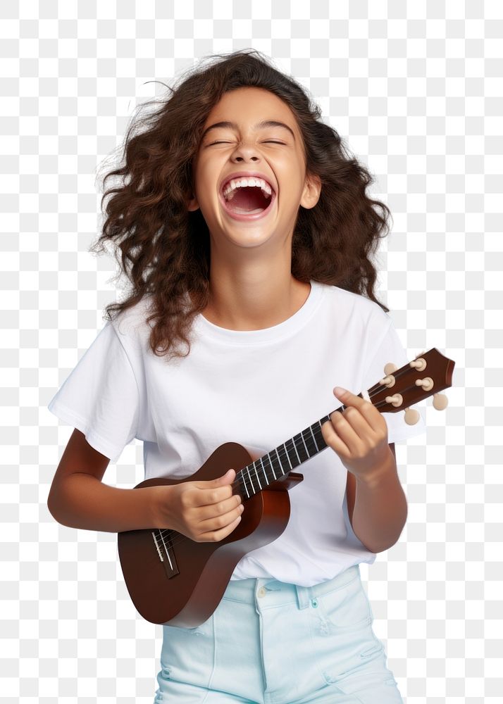 PNG Laughing musician guitar blue. AI generated Image by rawpixel.