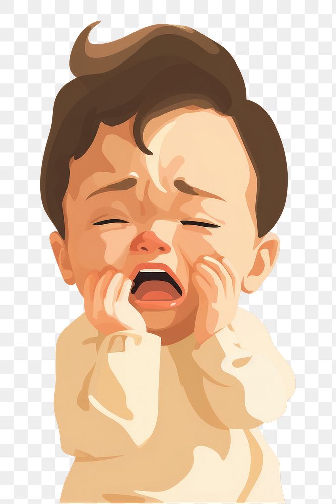 PNG Young baby crying portrait photography. AI generated Image by rawpixel.