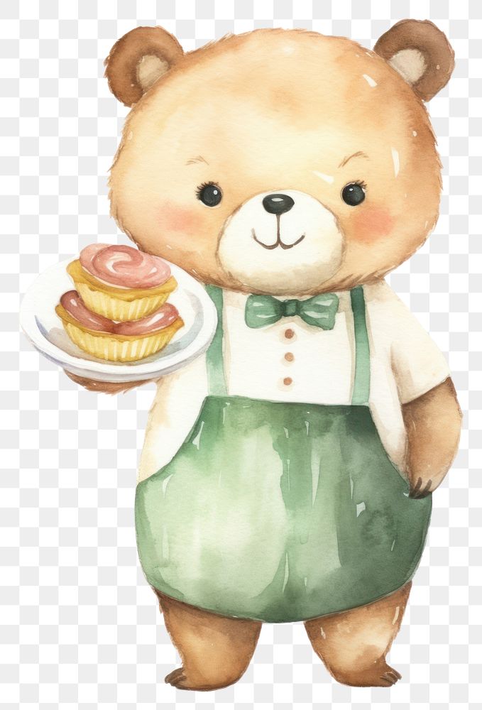 PNG Bear waiter cartoon cute  