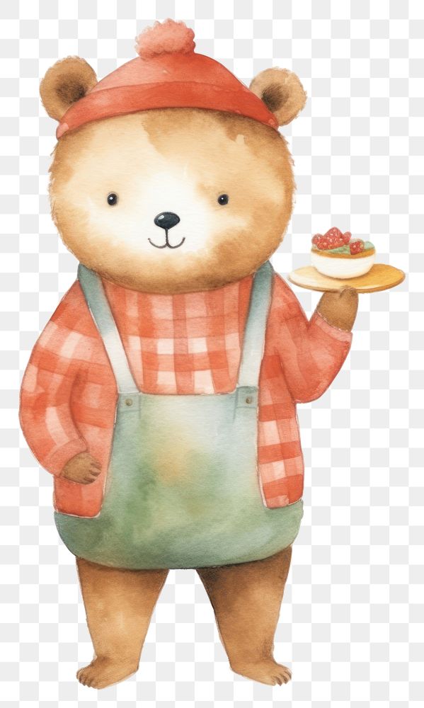 PNG Bear waiter holding cartoon cute. AI generated Image by rawpixel.