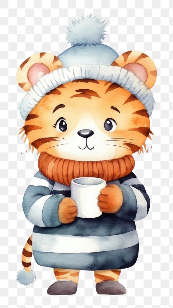 PNG Cartoon tiger cute cup. AI generated Image by rawpixel.