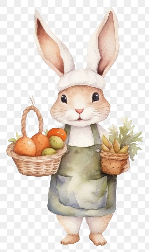 PNG Rabbit chef animal basket cartoon. AI generated Image by rawpixel.