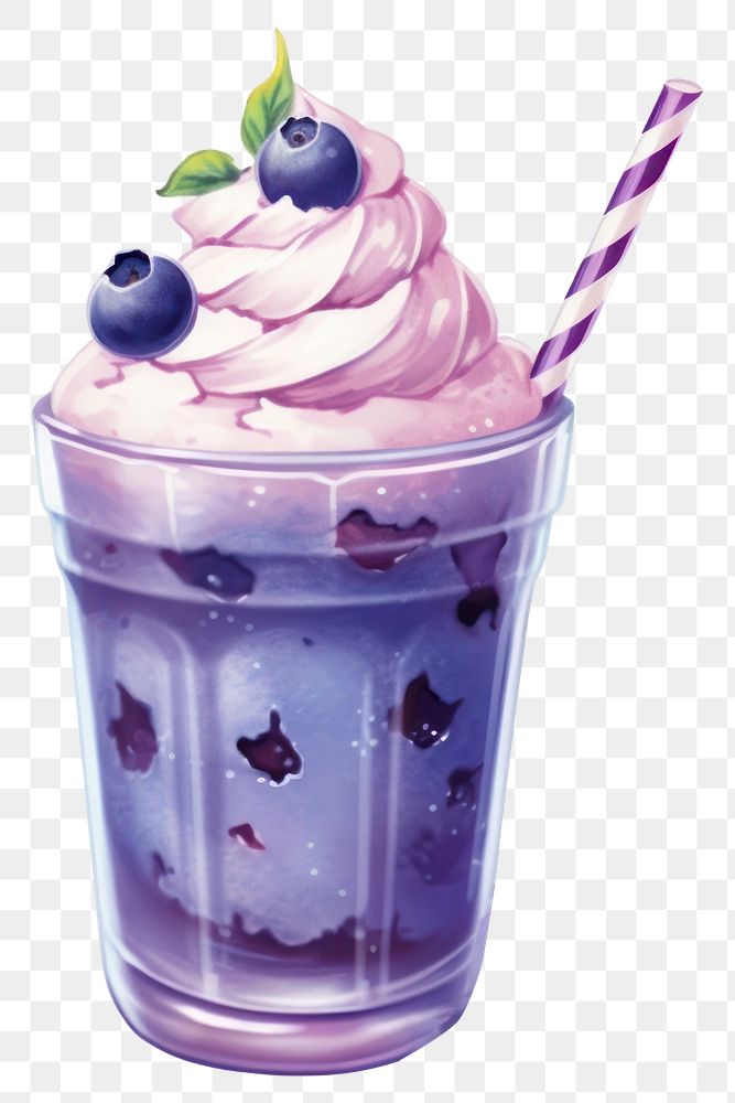 PNG  Blueberry Milkshake milkshake dessert fruit. AI generated Image by rawpixel.