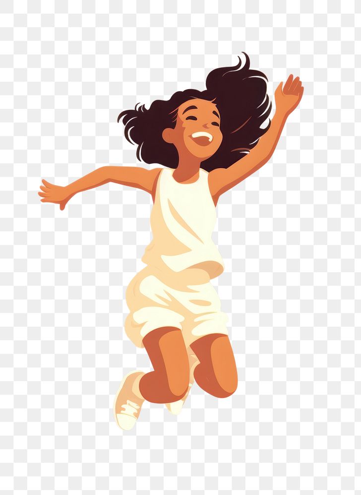 PNG Kid girl jumping cartoon illustrated happiness. AI generated Image by rawpixel.