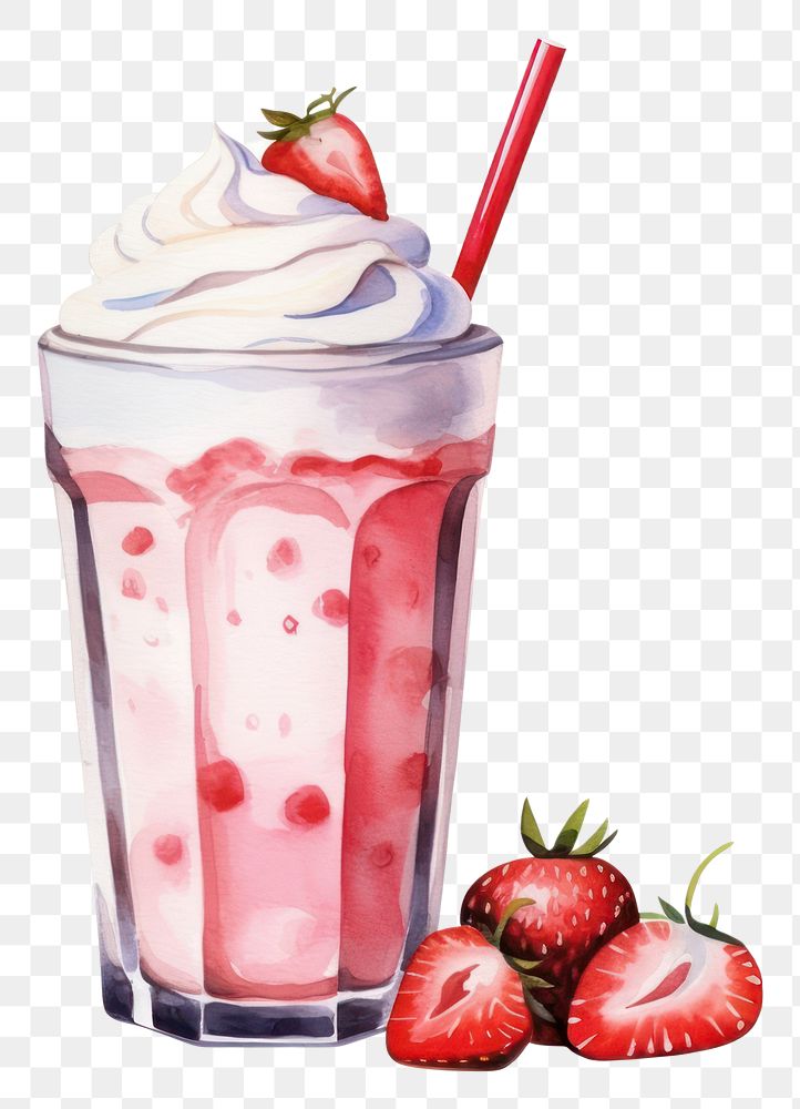 PNG  Milkshake milk strawberry milkshake. AI generated Image by rawpixel.