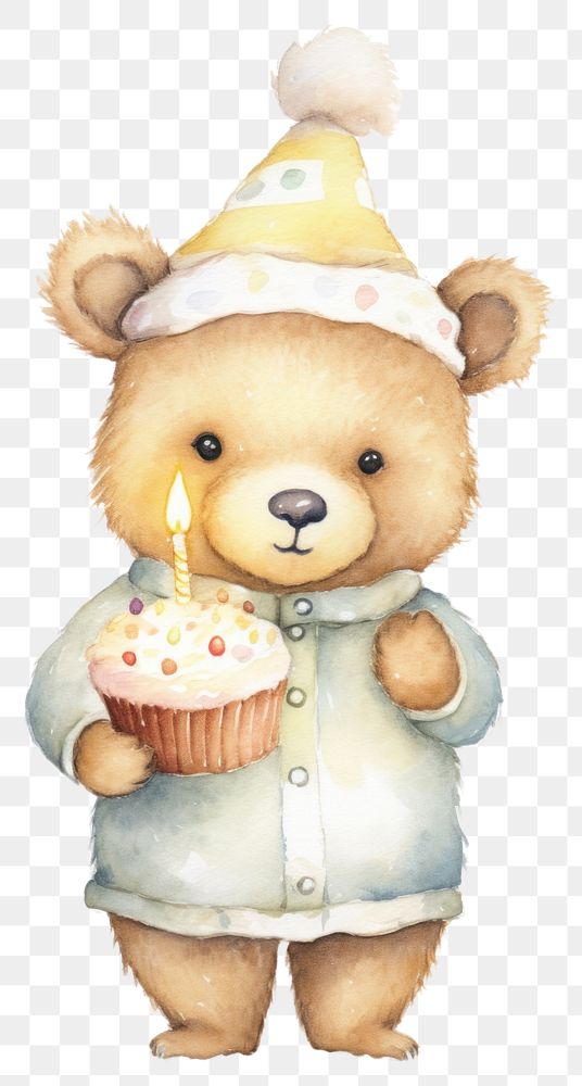PNG Cute bear holding dessert food. AI generated Image by rawpixel.