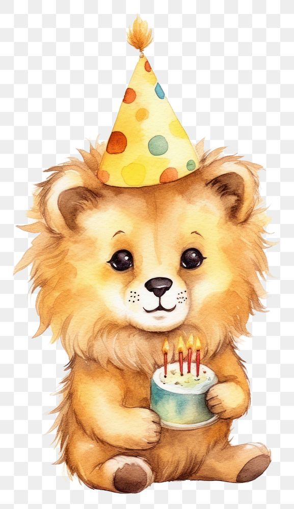 PNG Cute lion birthday dessert animal. AI generated Image by rawpixel.