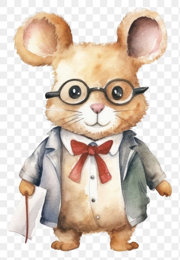 PNG Mouse teacher animal glasses cartoon. 