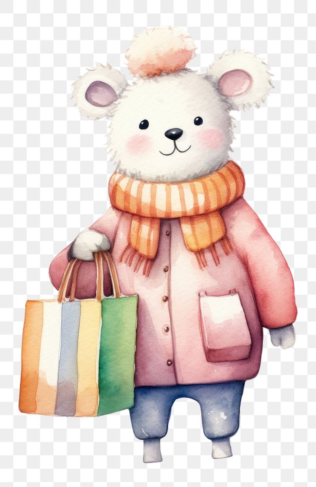 PNG Shopping animal cartoon cute toy. AI generated Image by rawpixel.