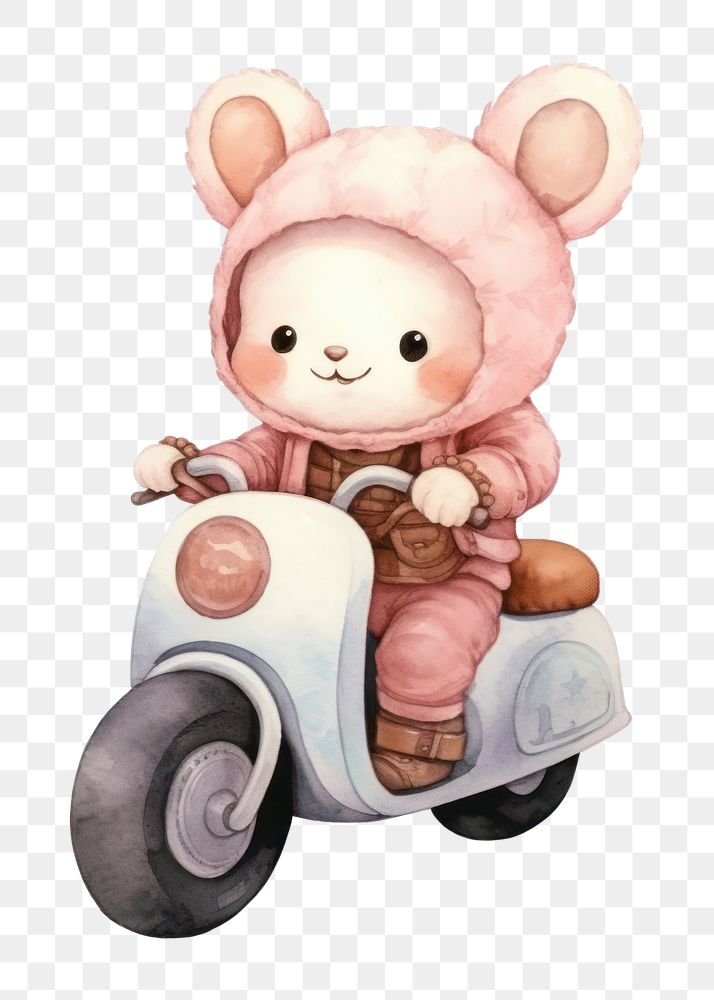 PNG Cute rat riding motorcycle vehicle baby. 