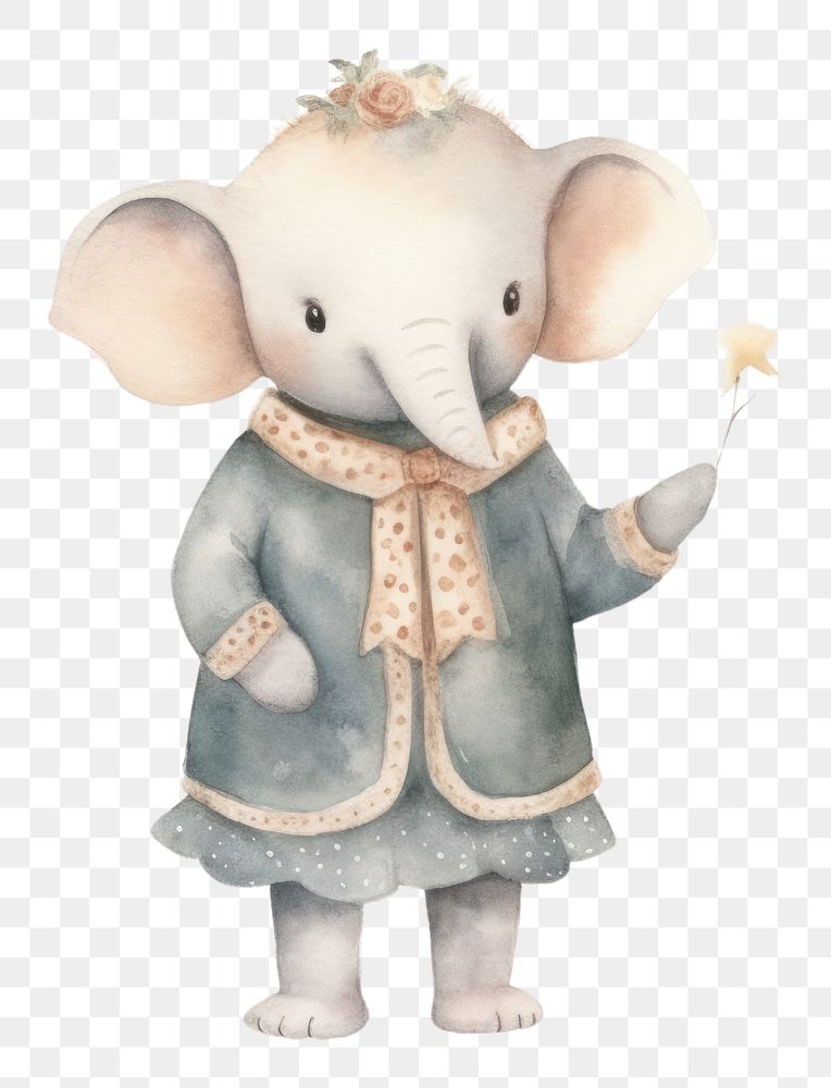 PNG 2 Elephants cute character rat white background togetherness. 