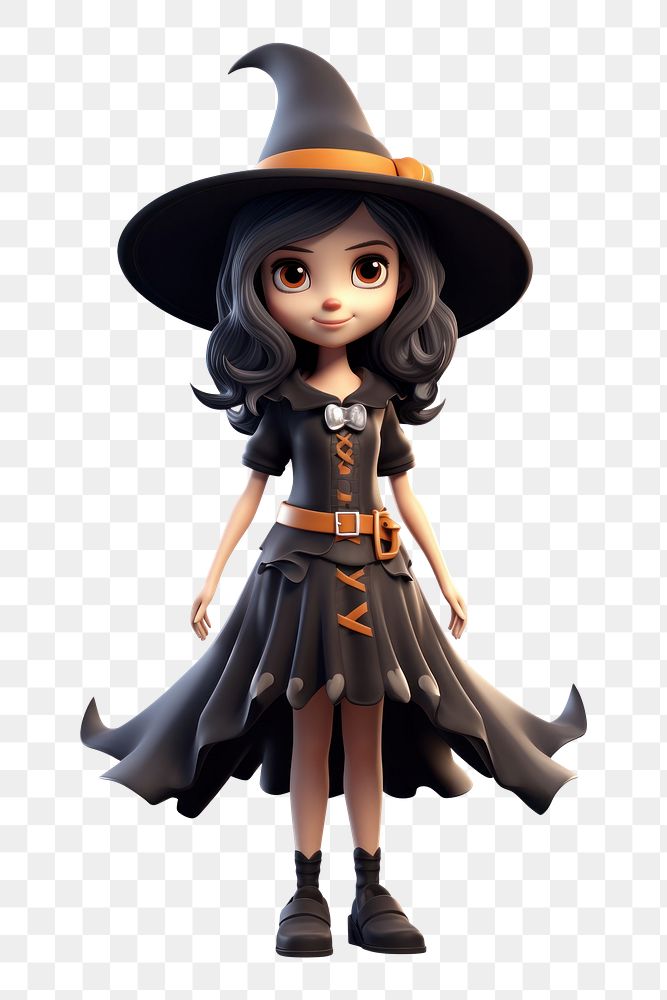 PNG Witch costume girl figurine cartoon. AI generated Image by rawpixel.