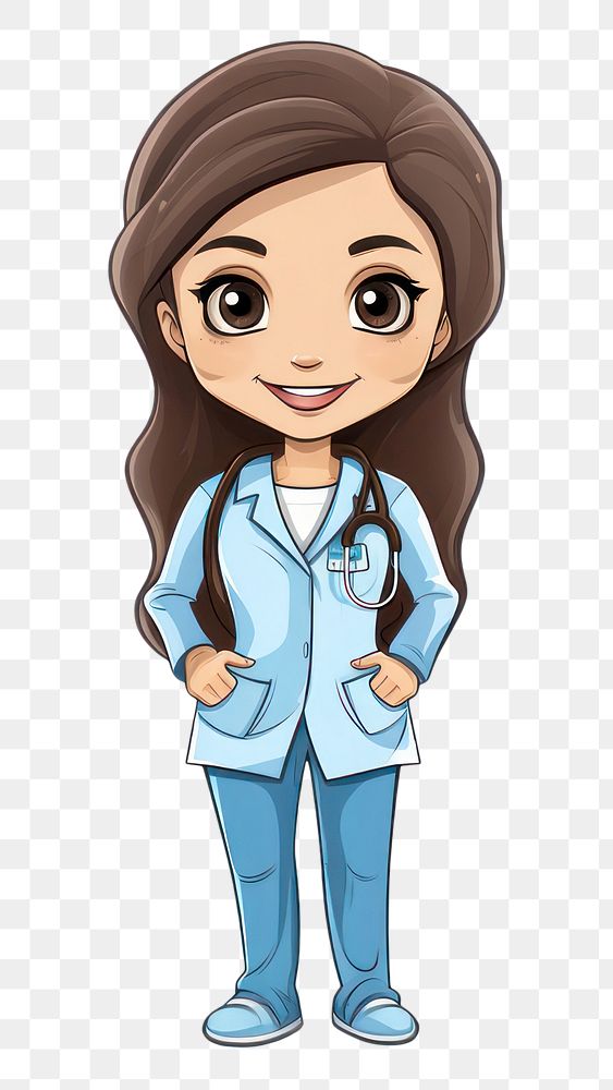 PNG Nurse cartoon white background stethoscope. AI generated Image by rawpixel.