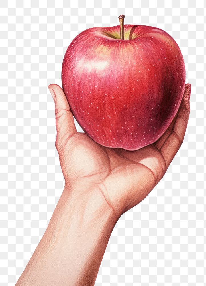 PNG Black hand holding apple fruit plant food. AI generated Image by rawpixel.