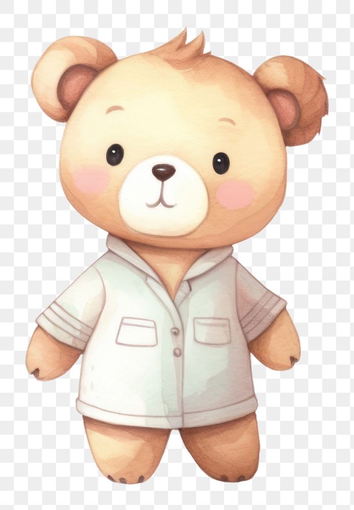 PNG Cute bear nurse heal patient toy white background anthropomorphic. 