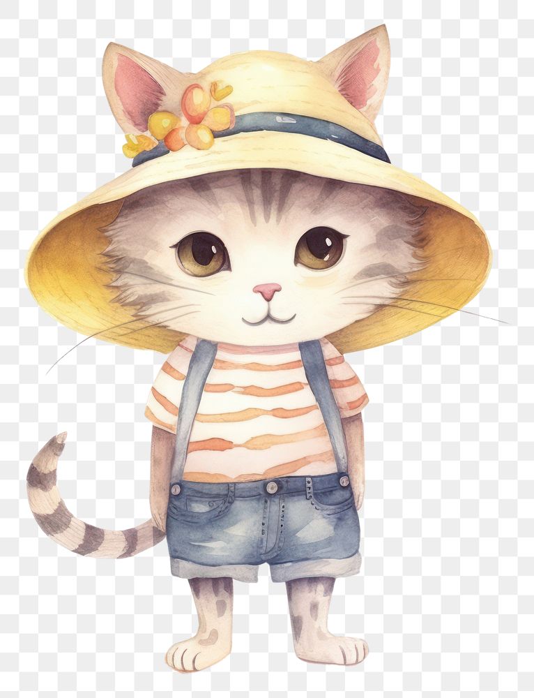 PNG A cute cat person wear summer cloth representation creativity relaxation. AI generated Image by rawpixel.