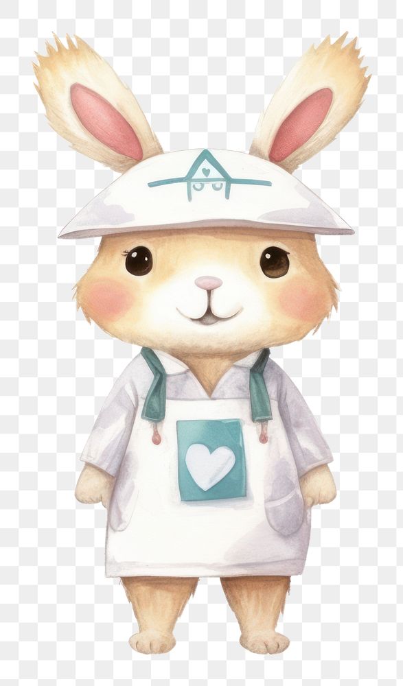 PNG Cute rabbit nurse figurine toy white background. AI generated Image by rawpixel.
