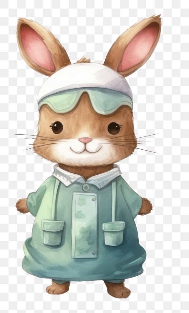 PNG Cute rabbit nurse figurine toy  