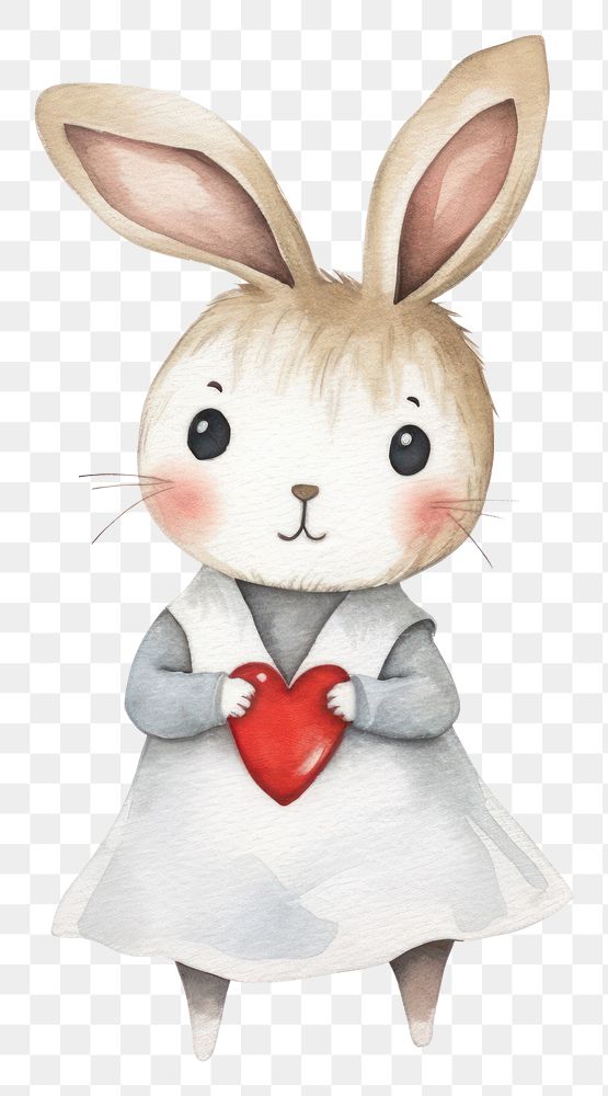 PNG A cute rabbit nurse cartoon animal mammal white white background. AI generated Image by rawpixel.