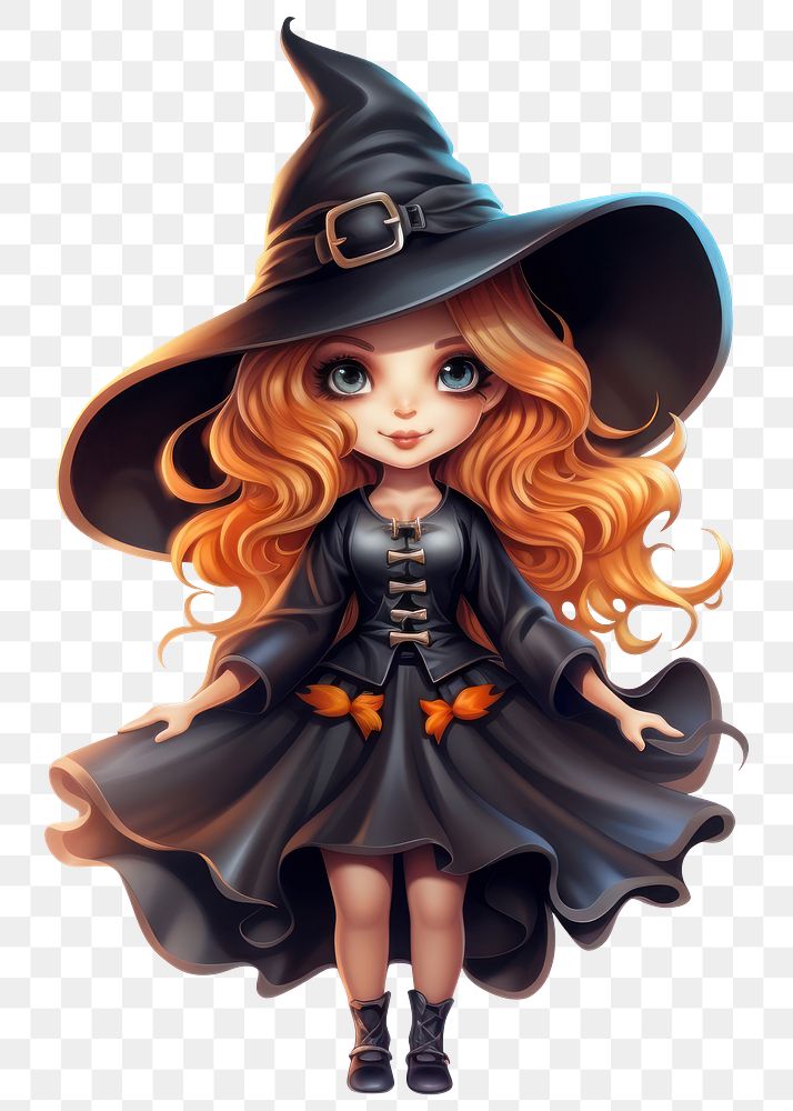 PNG Cute witch halloween toy jack-o'-lantern. AI generated Image by rawpixel.