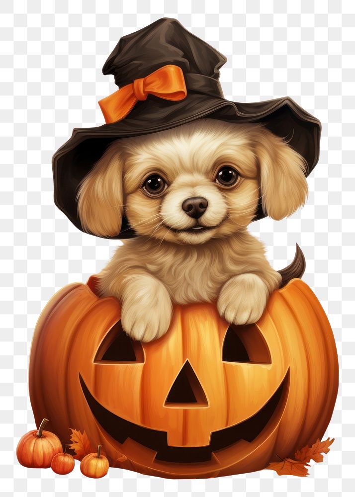 PNG Pumpkin dog halloween mammal. AI generated Image by rawpixel.
