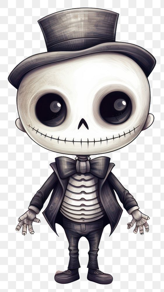 PNG Cute skeleton drawing sketch representation. AI generated Image by rawpixel.